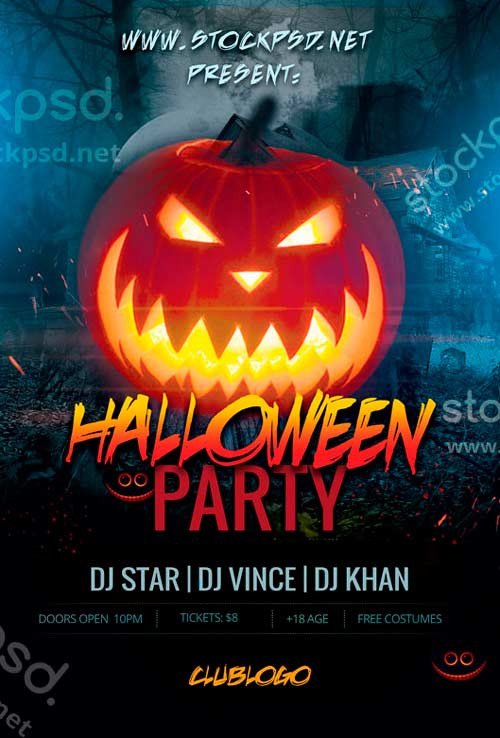 Download Free Halloween Flyer PSD Templates for shop