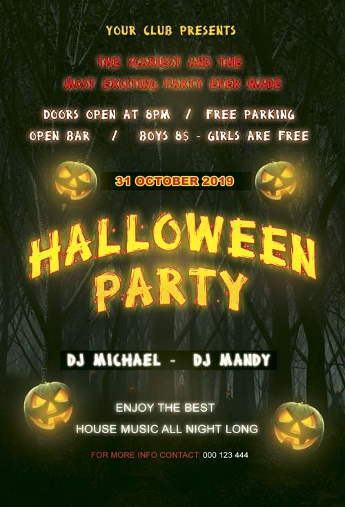 Download Free Halloween Flyer PSD Templates for shop