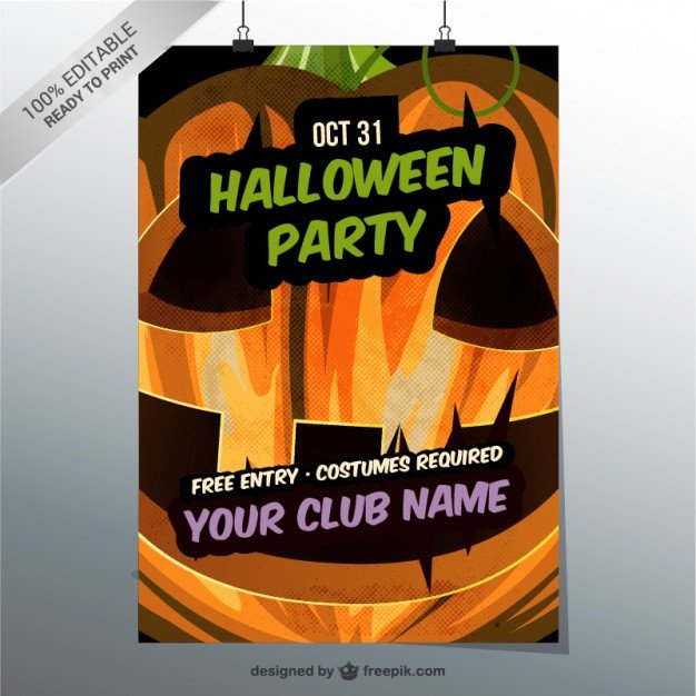 Editable Halloween party flyer template Vector