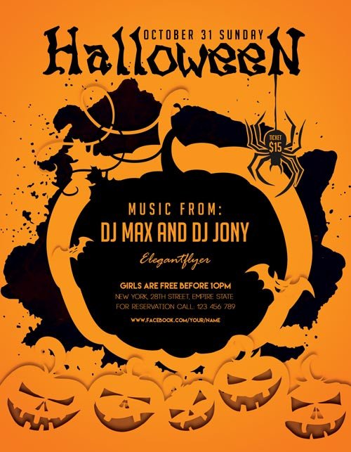 Halloween Party Freebie Flyer Template Download for