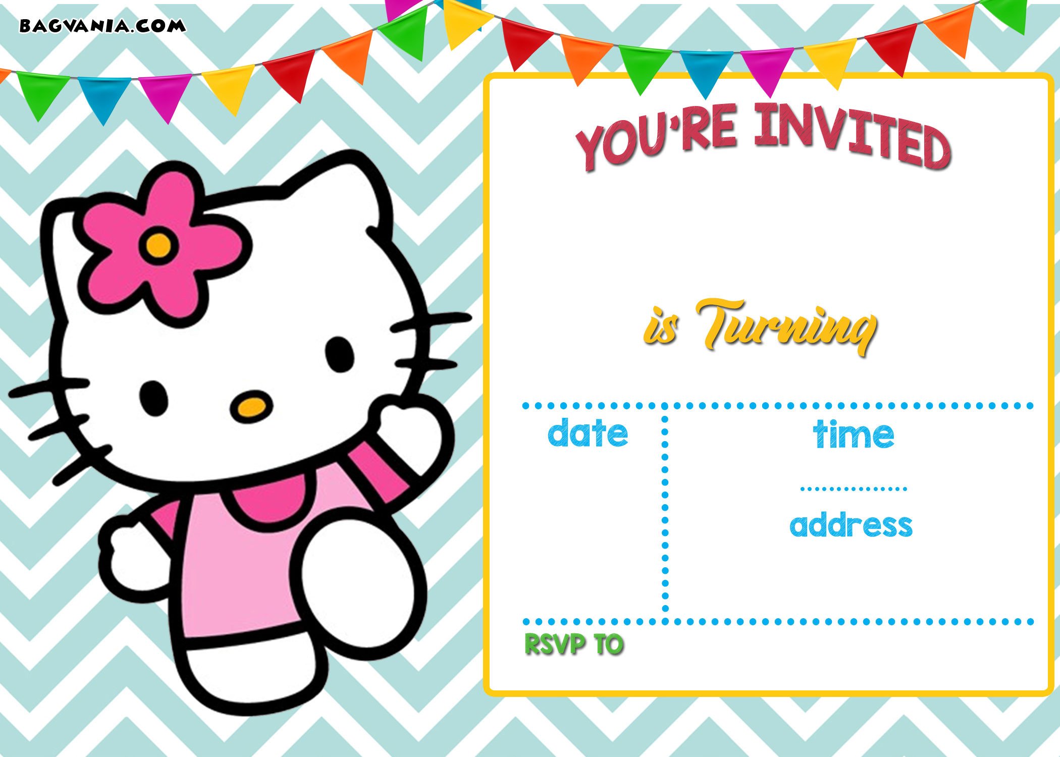 FREE Personalized Hello Kitty Birthday Invitations