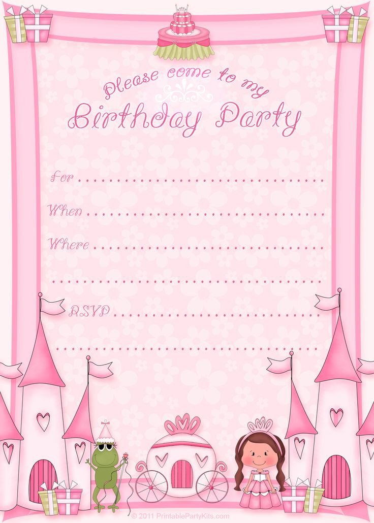 Free printable princess birthday invitation template