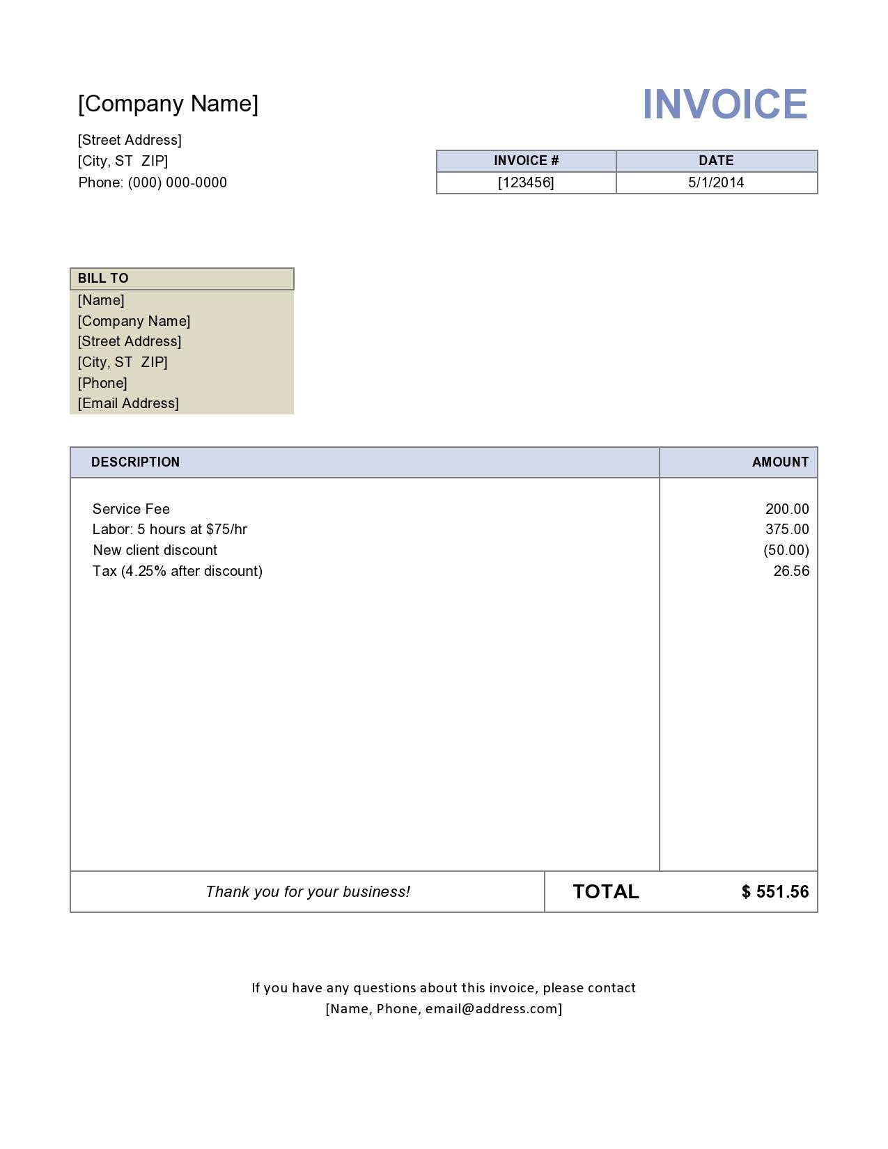 Invoice Template Free