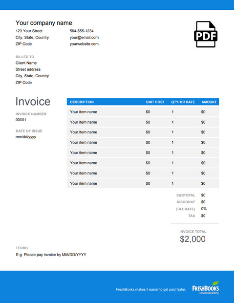 PDF Invoice Template Free Download