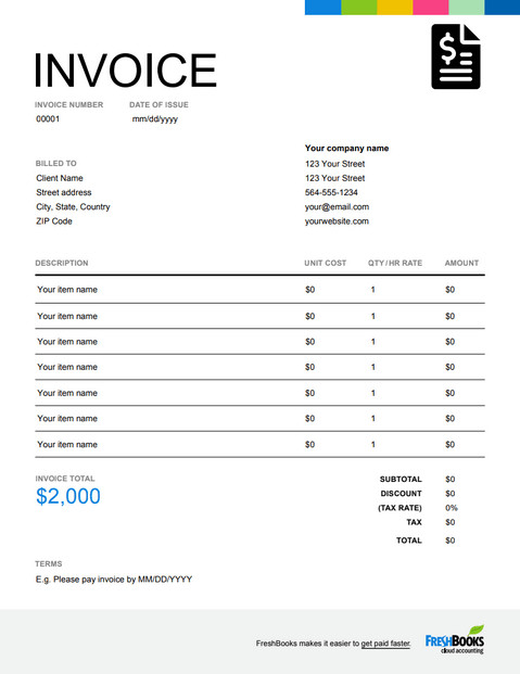 Sample Invoice Template Free Download