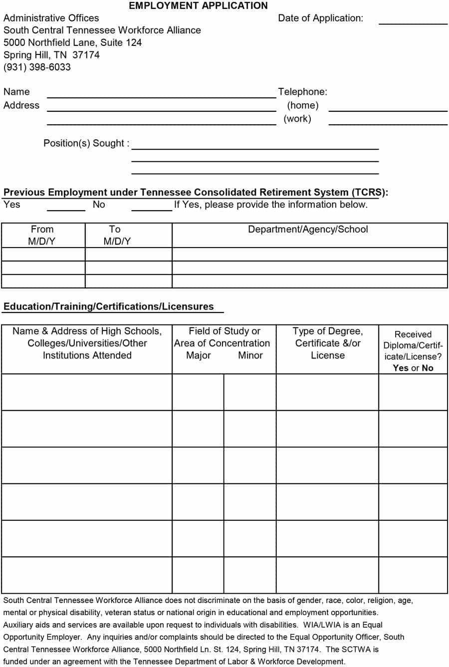 50 Free Employment Job Application Form Templates