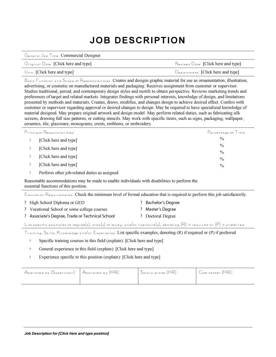 47 Job Description Templates & Examples Template Lab