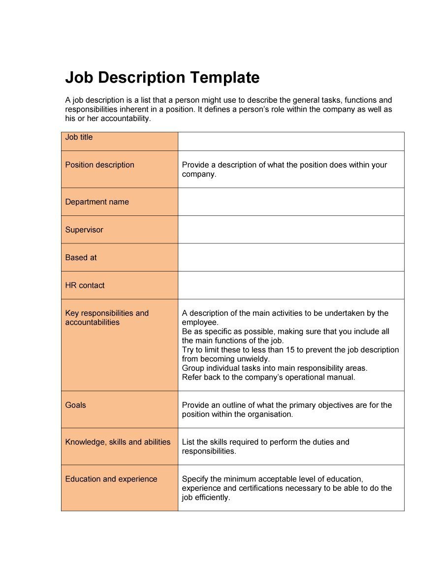 49 Free Job Description Templates & Examples Free