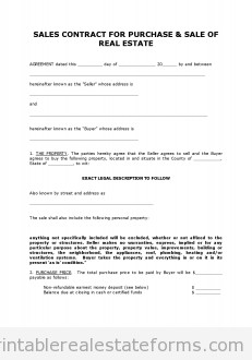 Free CONTRACT TO SELL ON LAND CONTRACT Printable Real