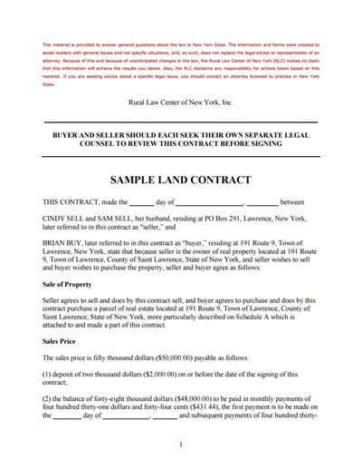 Land Contract Template Free Download Create Edit Fill