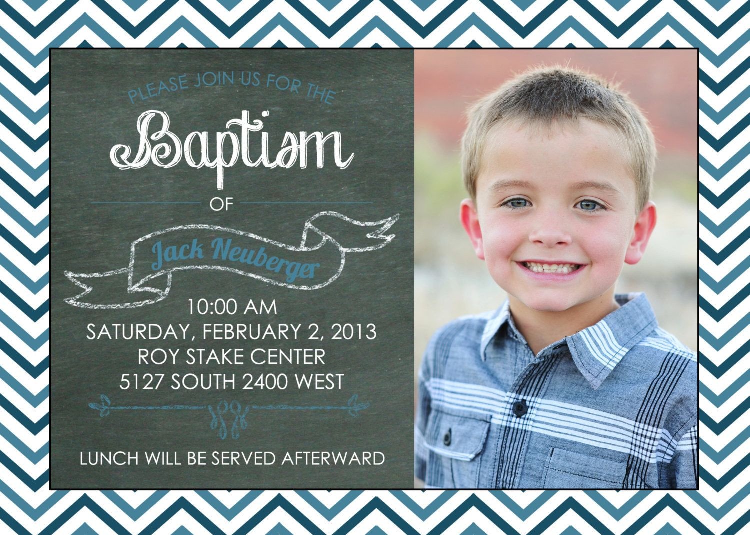 Printable Chalkboard Baptism Invitation LDS Girl Boy