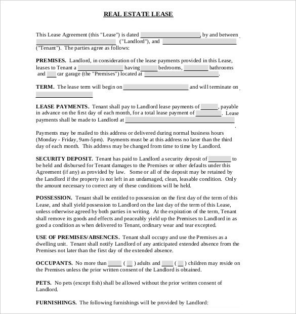 29 Lease Agreement Templates Word PDF