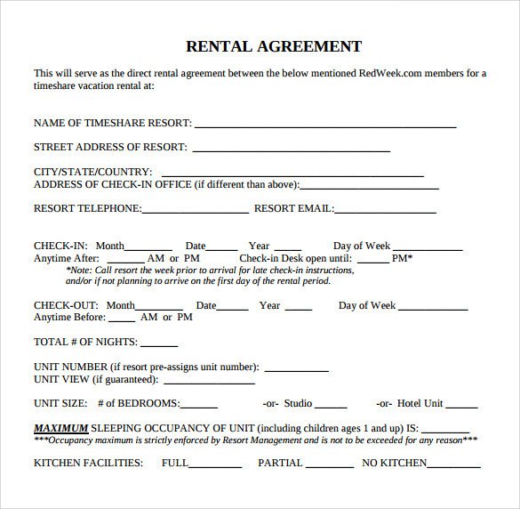 Standard Rental Agreement 7 Download Free Documents in