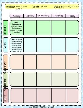 FREE Editable Lesson Plan Template by Elementary Lesson