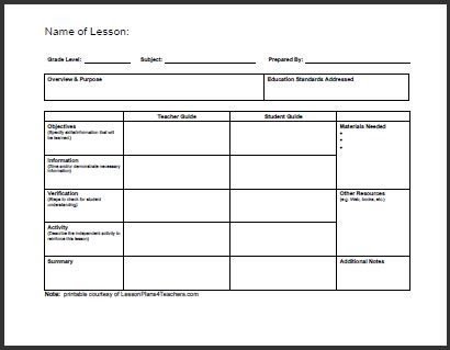 All Templates Daily Lesson Plan Template