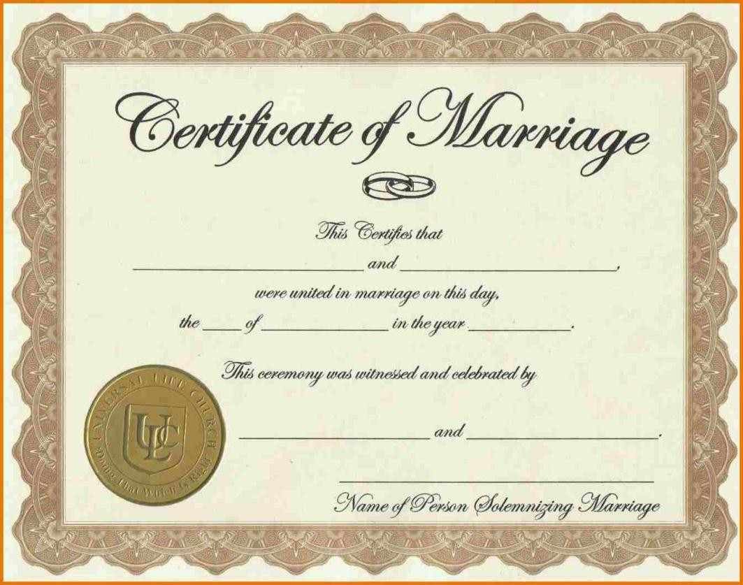 Certificate Templates Sample Marriage Certificates