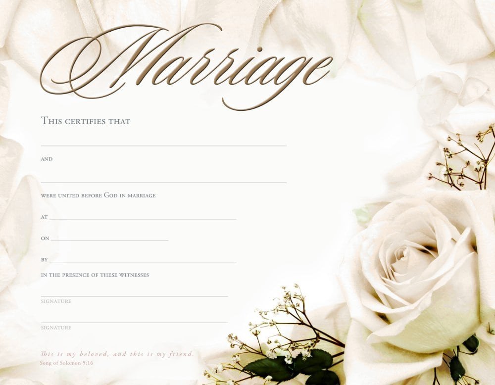 Marriage Certificate Template formats Examples in Word