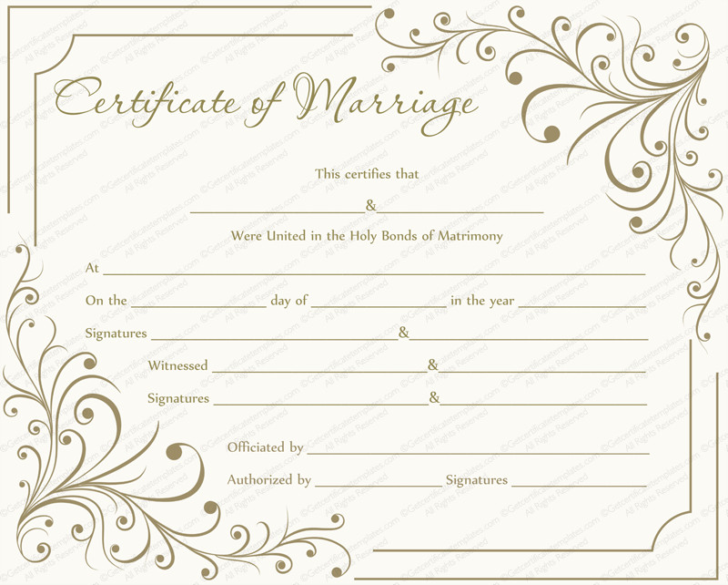 Marriage Certificate Template Write Your Own Certificate
