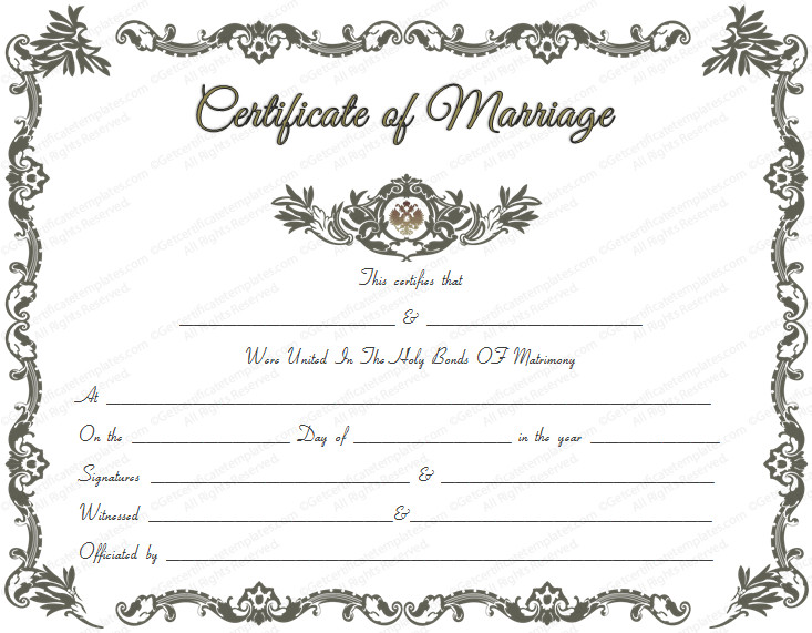 Royal Marriage Certificate Template Get Certificate