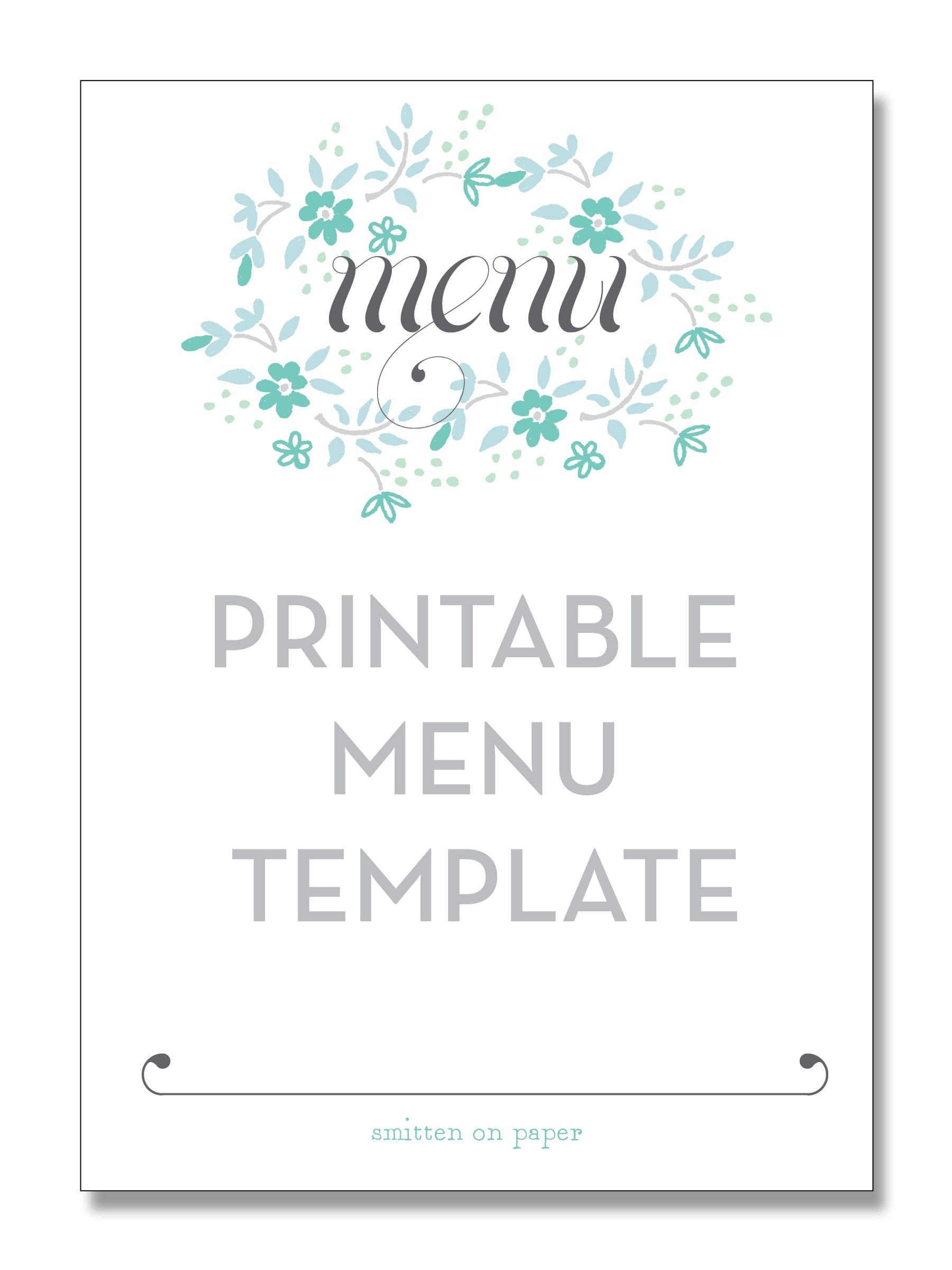 Printable Menu Template from Smitten on Paper