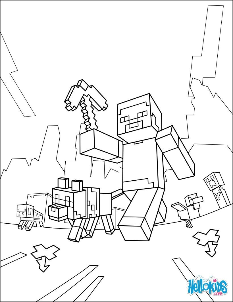 Minecraft coloring page taking a walk coloring pages