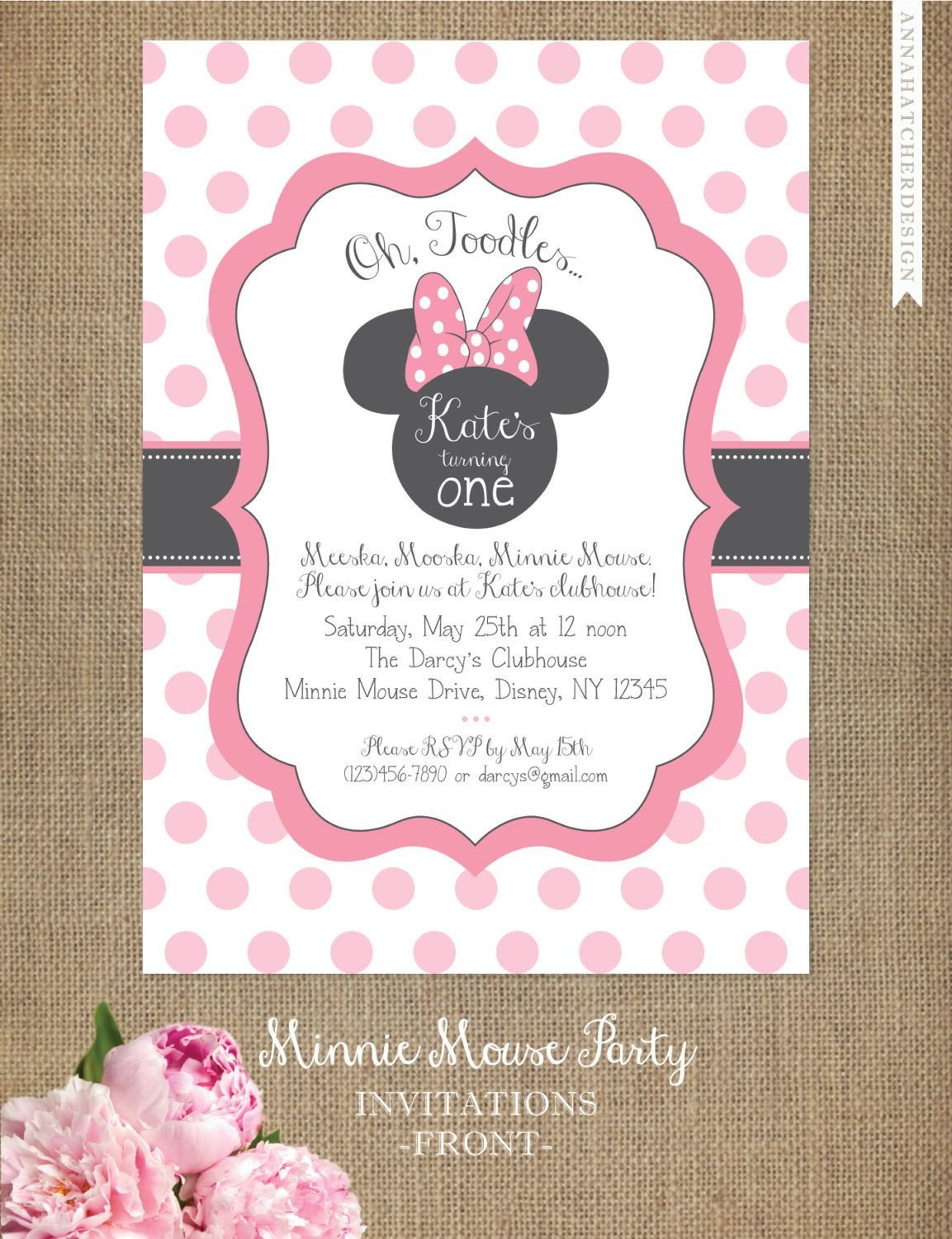 Minnie Mouse Invitation Editable Birthday Invitation