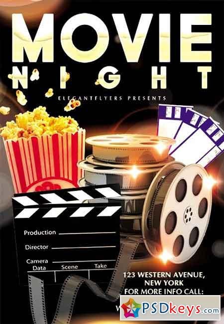 Movie Night Flyer PSD Template Cover 2 Free