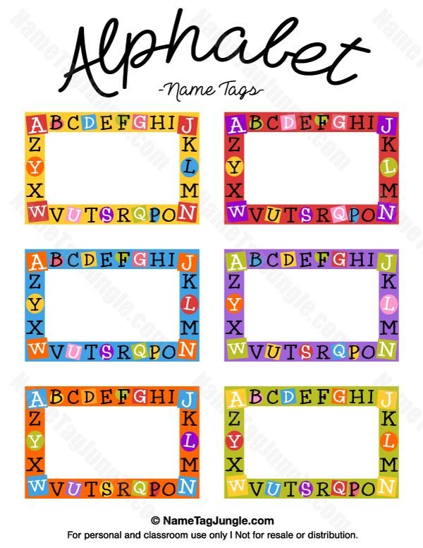 Free printable alphabet name tags The template can also