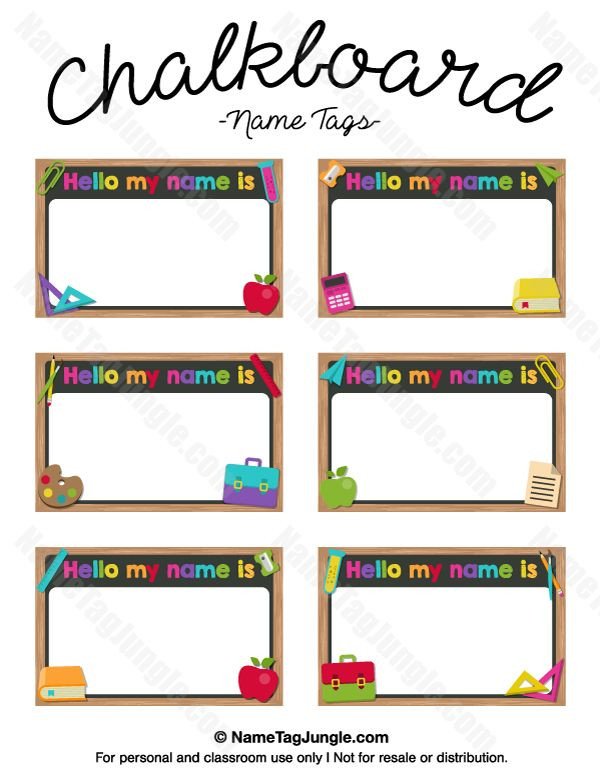 Free printable chalkboard name tags The template can also