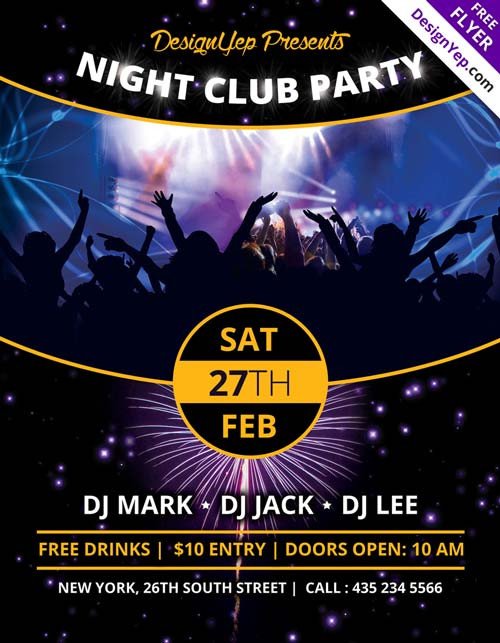 Download Nightclub Party Free PSD Flyer Template