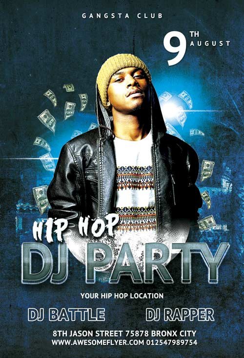 Download the Hip Hop DJ Party Flyer
