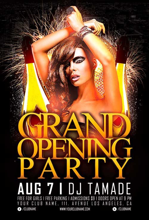 Free Grand Opening Party Flyer Template Vol 2