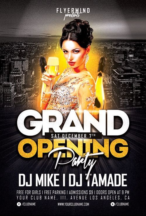 Grand Opening Party Flyer Template Freebie free party