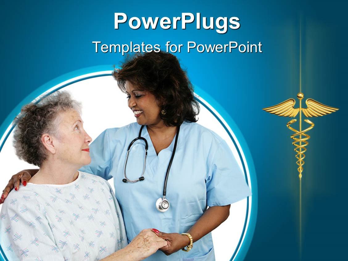 PowerPoint Template elderly patient holding hands with a