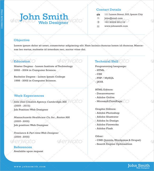 41 e Page Resume Templates Free Samples Examples