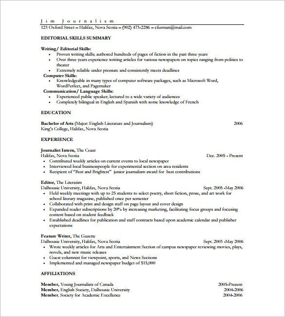 e Page Resume Template 12 Free Word Excel PDF