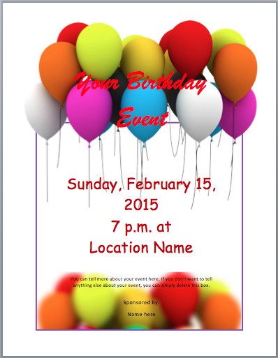 Birthday Party Invitation Flyer Template 3 Printable