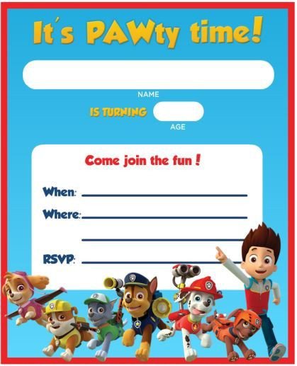 FREE Printable Paw Patrol Birthday Invitation Ideas