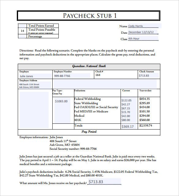 24 Pay Stub Templates Samples Examples & Formats