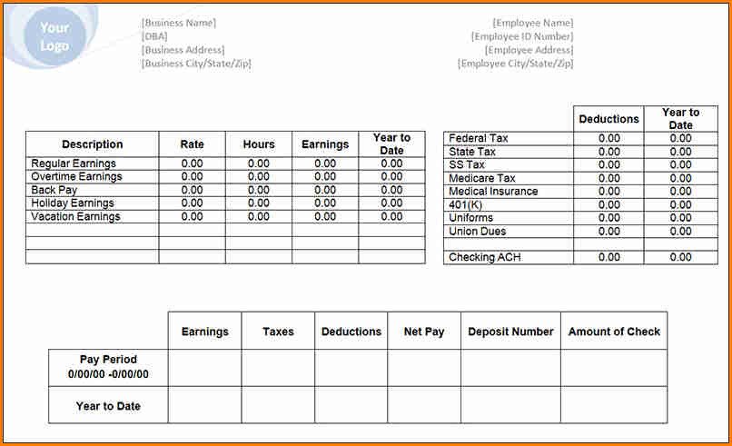 6 free payroll check stub template