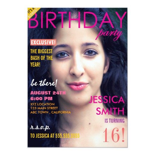 Personalized Sweet 16 Magazine Cover Invites