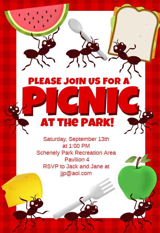 Picnic Party Dinner Party Invitation Template Free
