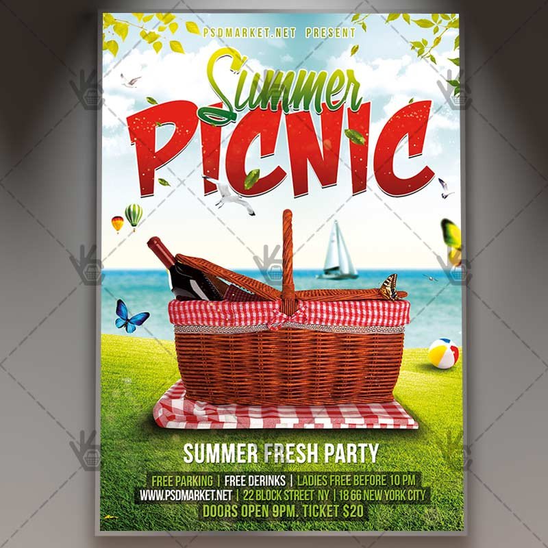 Summer Picnic Premium Flyer PSD Template