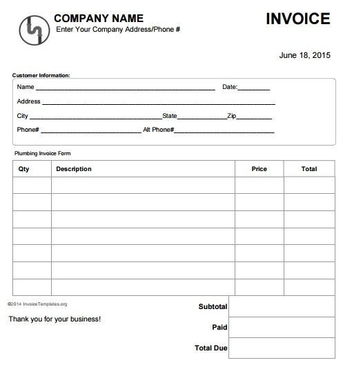 15 best Free Plumbing Invoice Templates images on