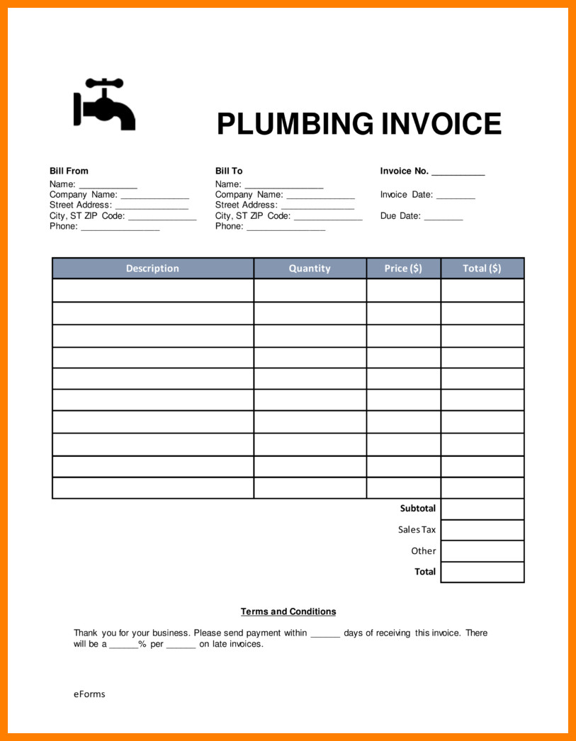 6 plumbing invoice template free