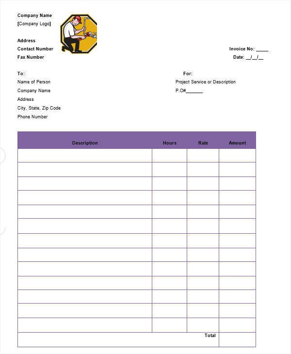 8 Plumbing Invoices Free Word PDF Format Download