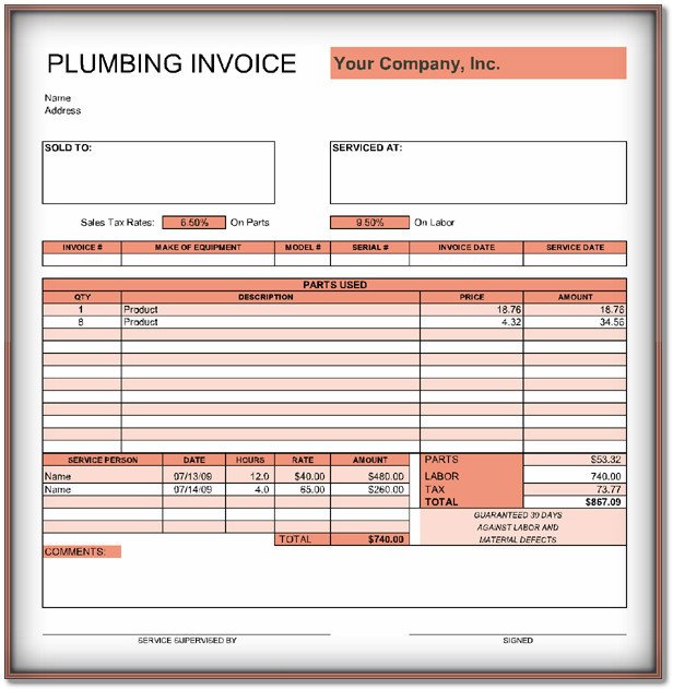 Plumbing Invoice Template – 9 Free Templates in Word PDF