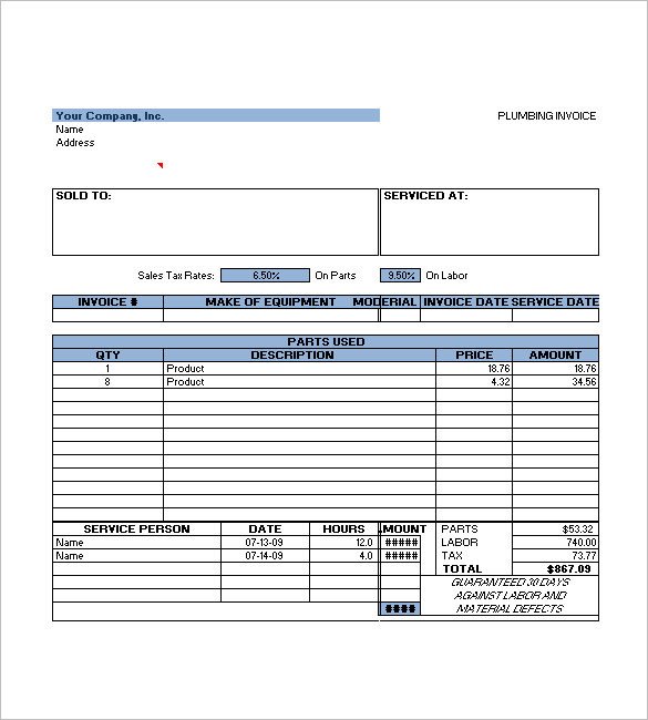 plumbing invoice template excel Five Precautions You Must