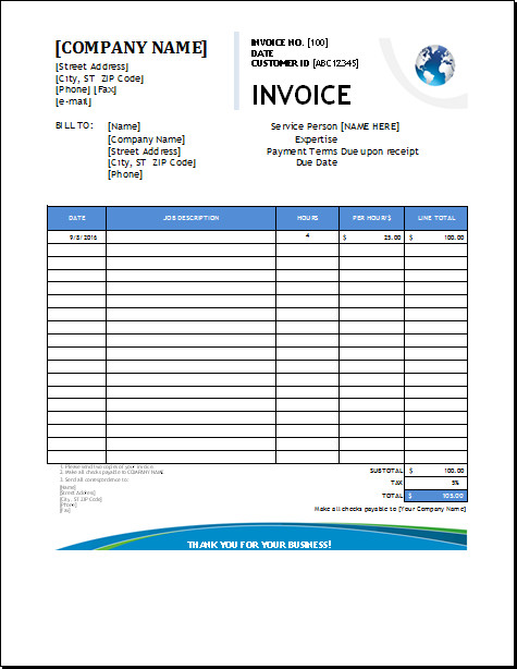 Plumbing Services Invoice Template
