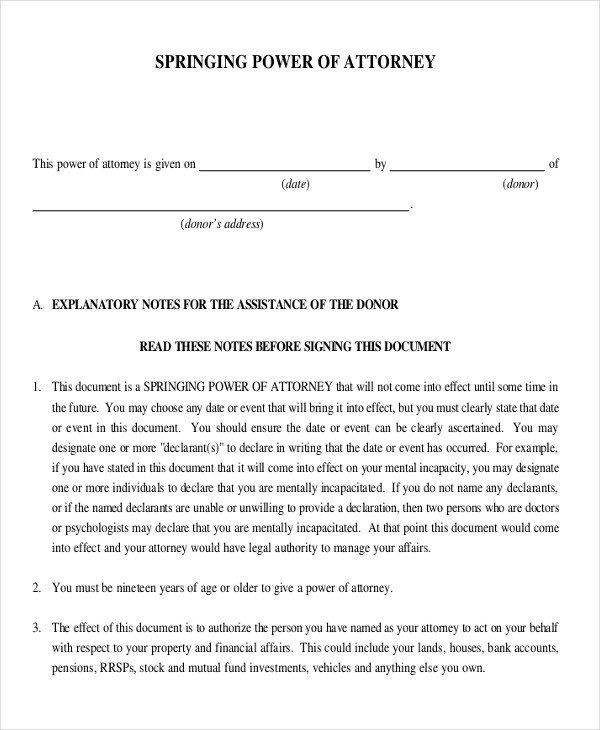16 Power of Attorney Templates Free Sample Example